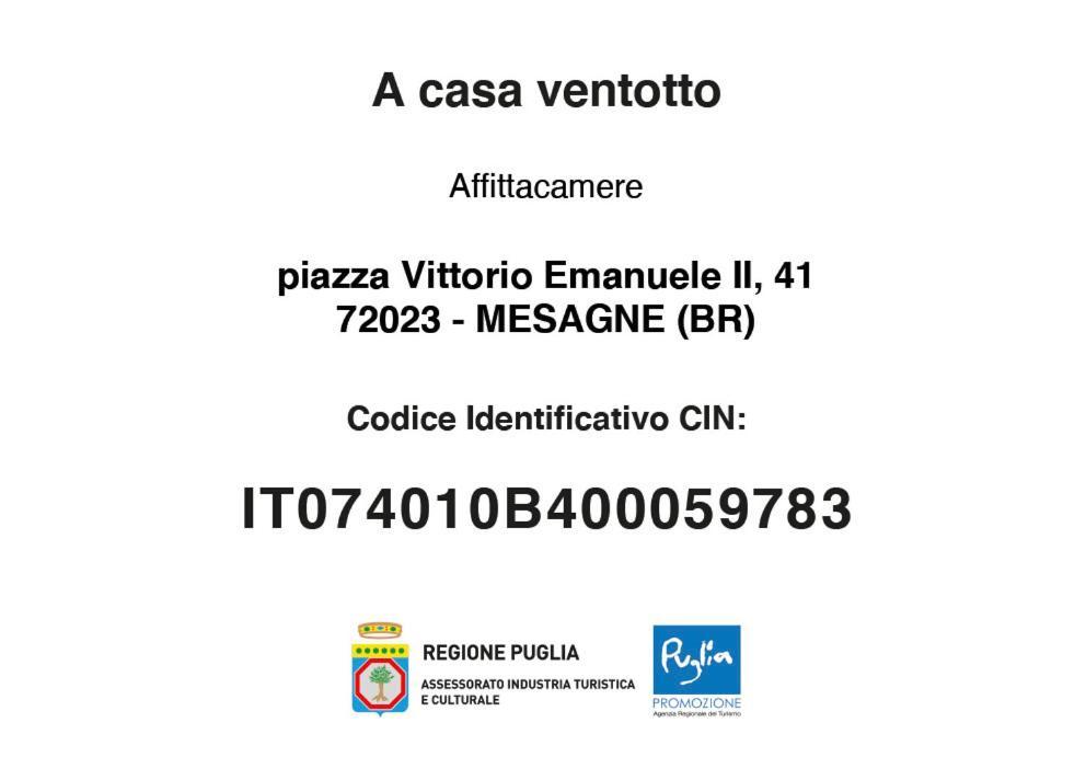 A Casa Ventotto Bed & Breakfast Mesagne Exterior photo